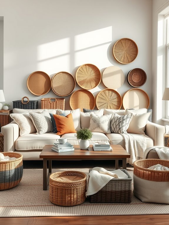organize with decorative baskets