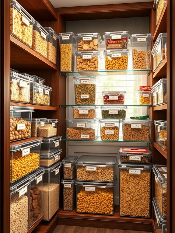 pantry organization with stackable bins
