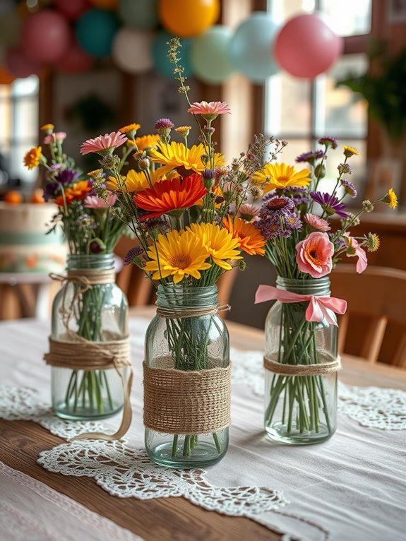 recycled jars as vases