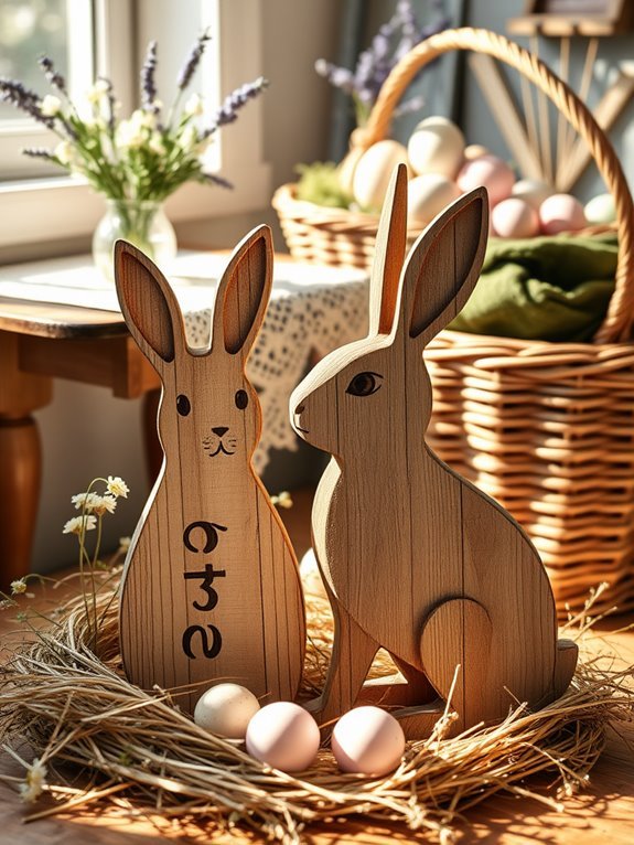 rustic bunny wood decorations