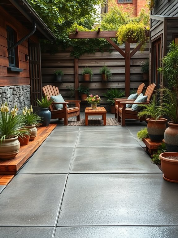 rustic concrete patio design