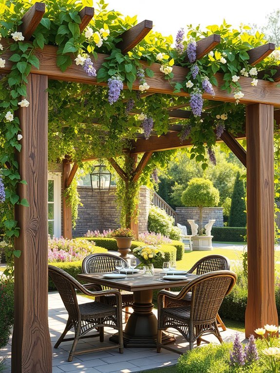 rustic pergola with vines