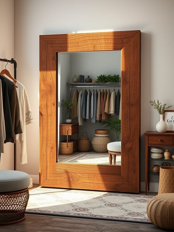rustic wooden mirror decor