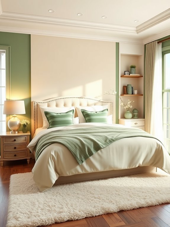 sage green cream contrast