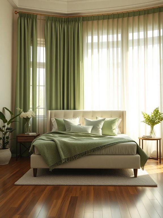 sage green curtains brighten interiors