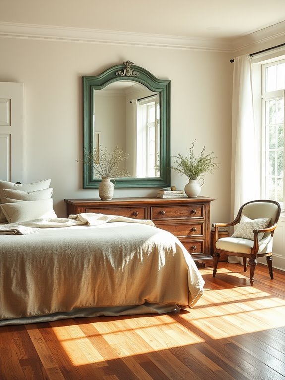 sage green framed mirrors