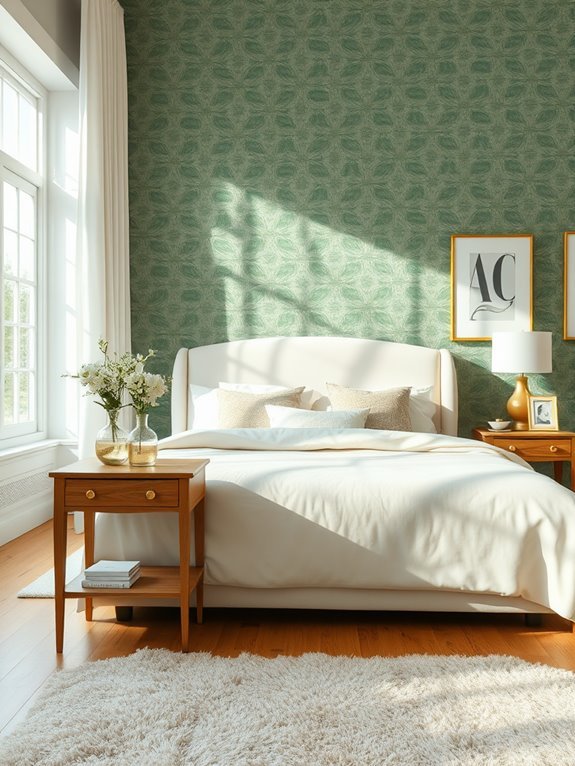 sage green statement wallpaper