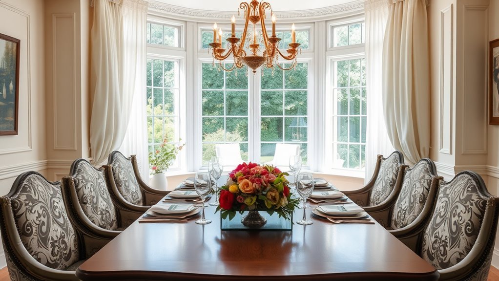 sophisticated bay window dining