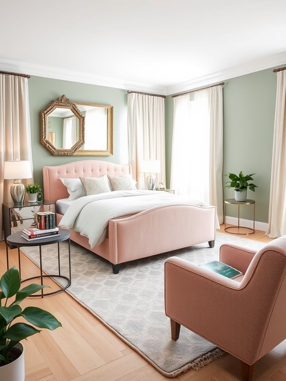 sophisticated green and pink