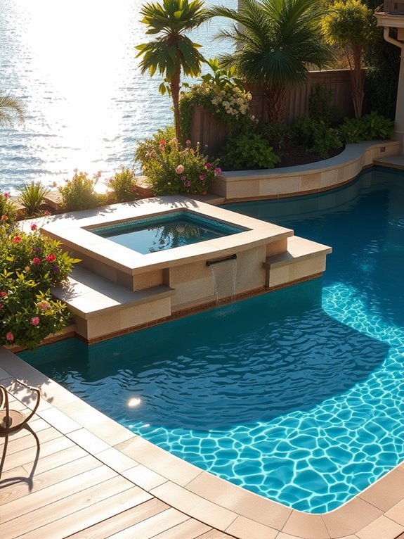 spa with pool view