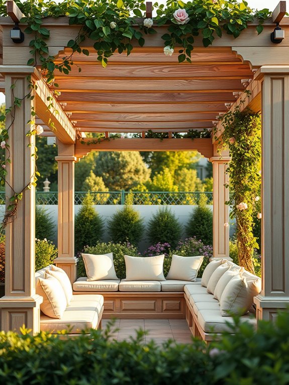 stylish pergolas with seating
