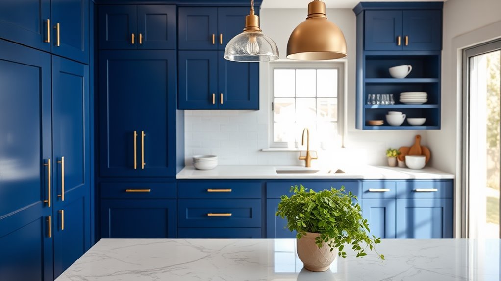 trendy blue kitchen cabinets