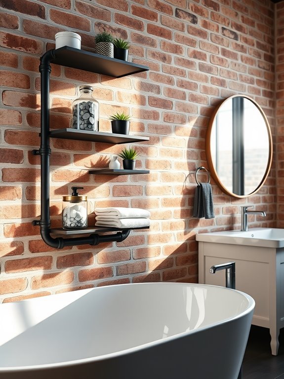 trendy industrial pipe shelves