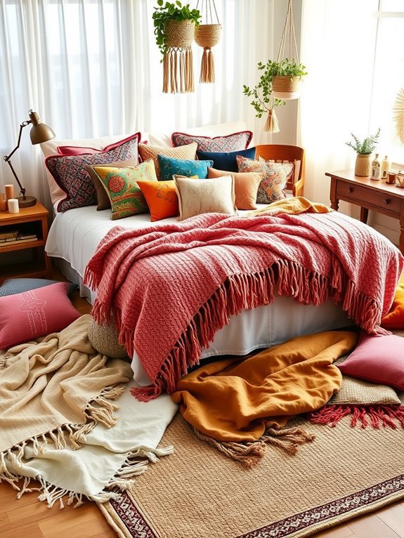 vibrant cushions and throws