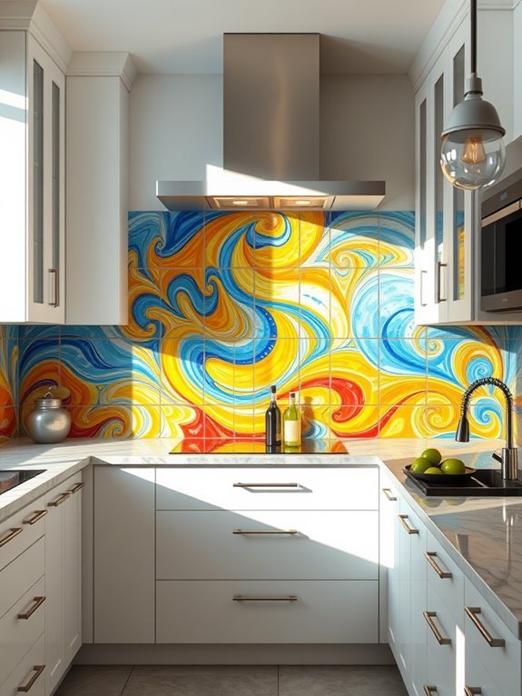 vibrant mural kitchen designs