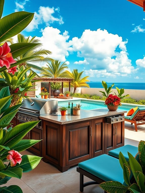 vibrant outdoor cooking space