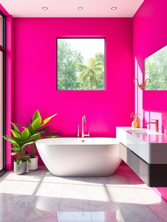 vibrant pink accent wall