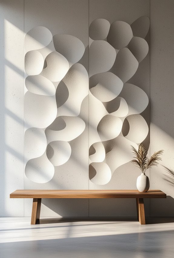 3d relief textured concrete walls