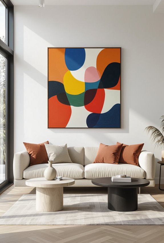 abstract art elevates living room