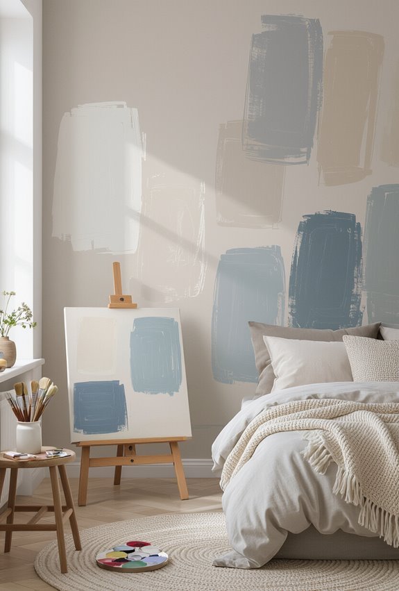 abstract gestural brushstroke walls