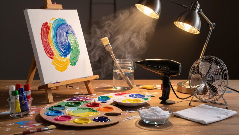 accelerate acrylic paint drying