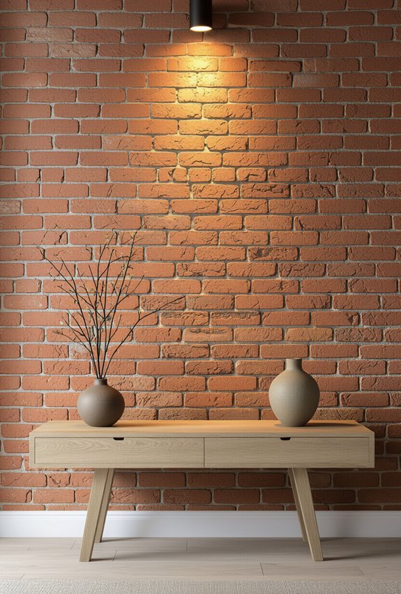 accent uplighting emphasizes brick texture