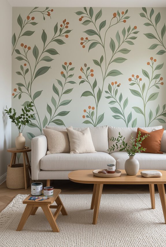 accent wall with murals