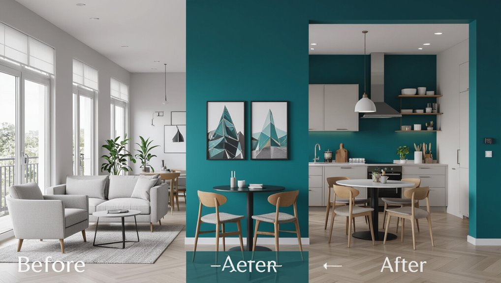 accent walls define zones