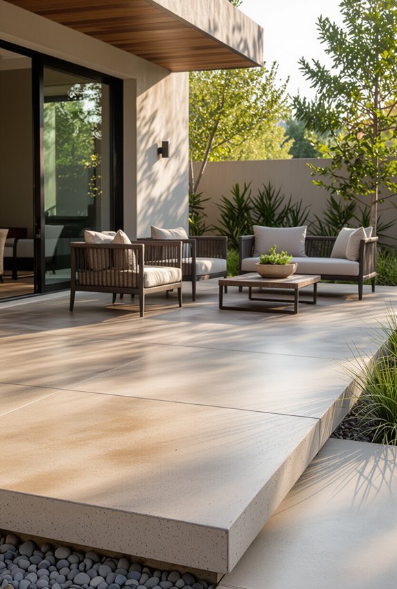 acid stained natural concrete tones