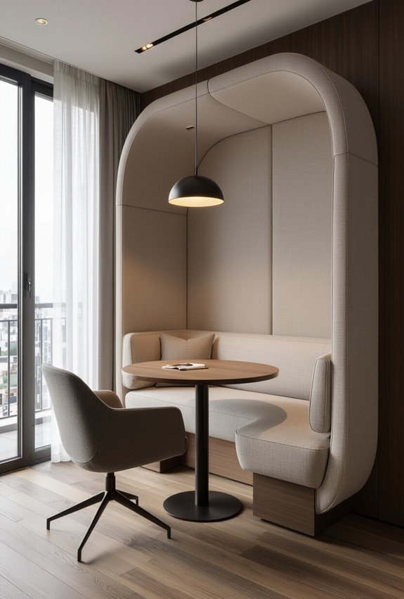 acoustic private curved banquette