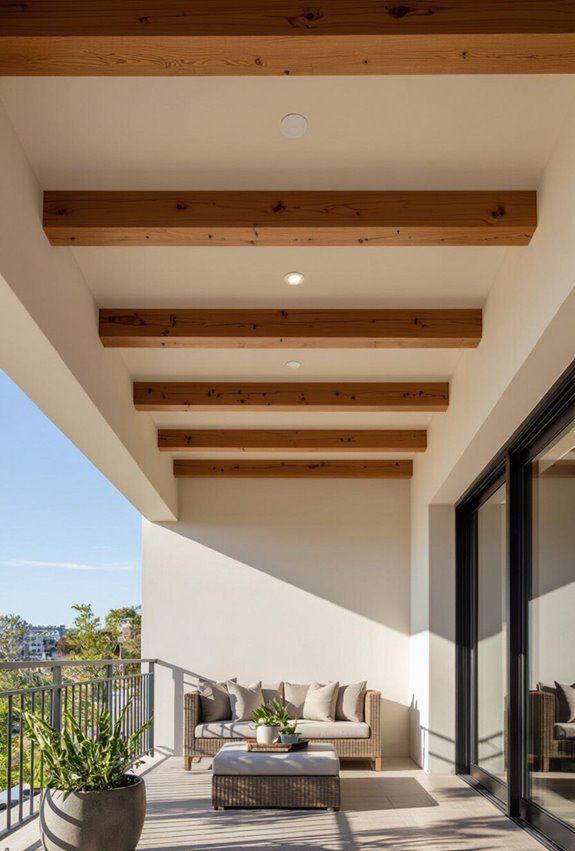 add wooden beams overhead