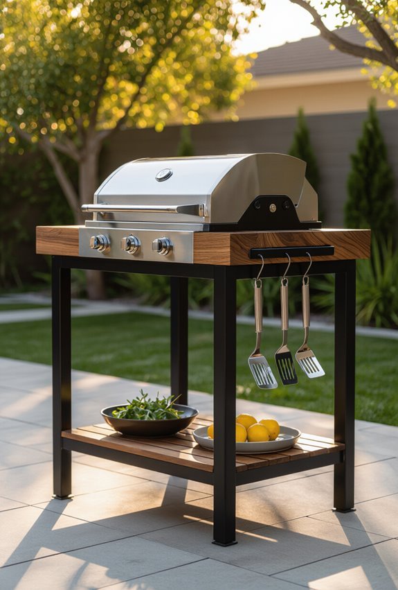adjustable elevated ergonomic grill stand