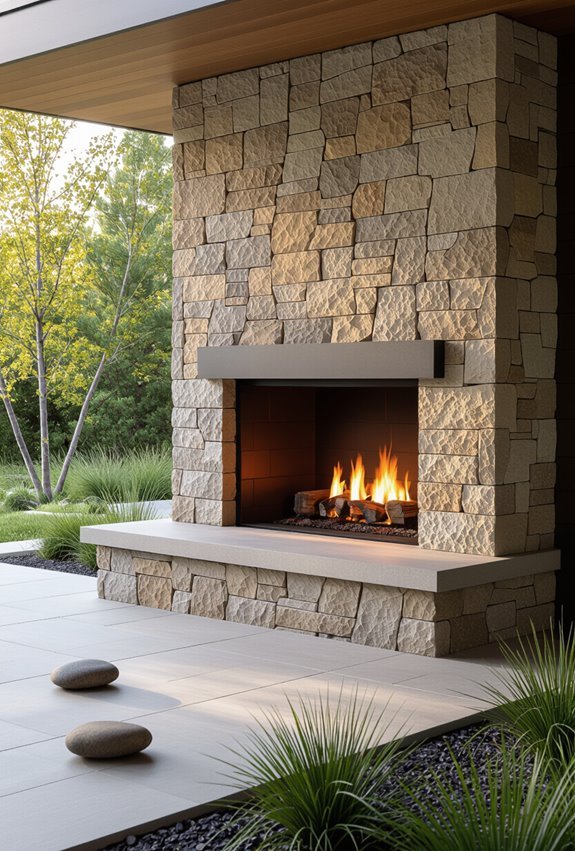 adjustable flame natural stone