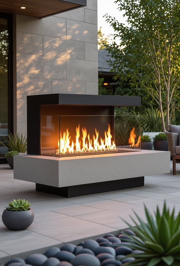 adjustable flame outdoor fireplace ambiance