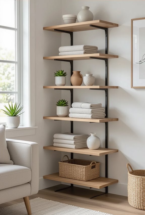 adjustable height customizable corner shelving