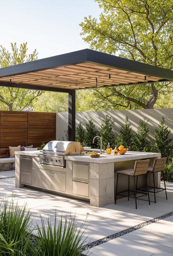 adjustable shade for outdoor kitchens