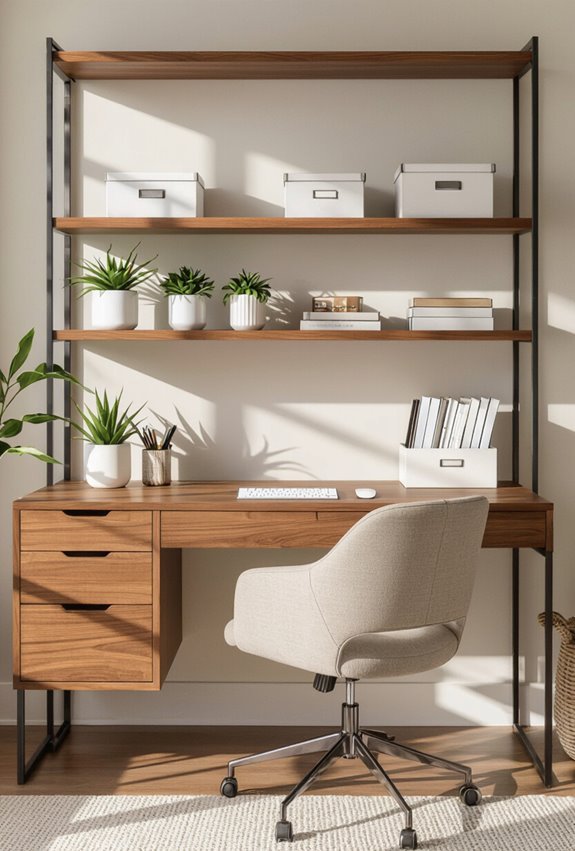 adjustable shelving for organized workspace