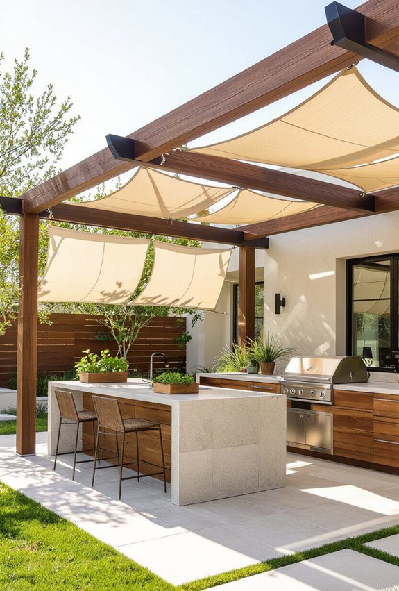 adjustable uv shade sail pergola