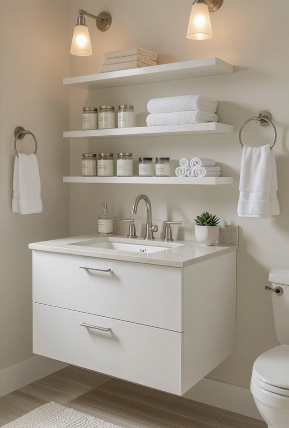 adjustable vanity and shelves