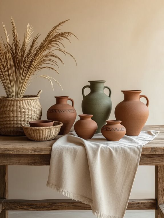 african pottery enhances rustic charm