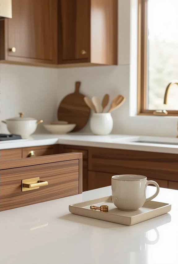 aged brass accents for warmth