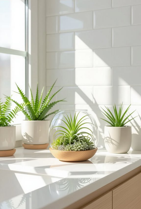 air plants flourish in bathrooms