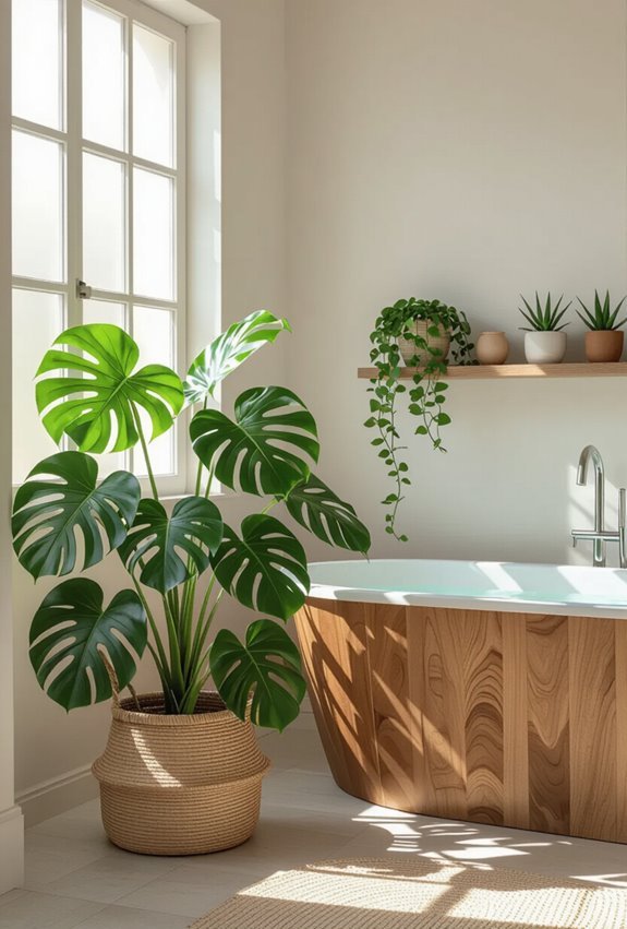 air purifying bathroom boho greenery