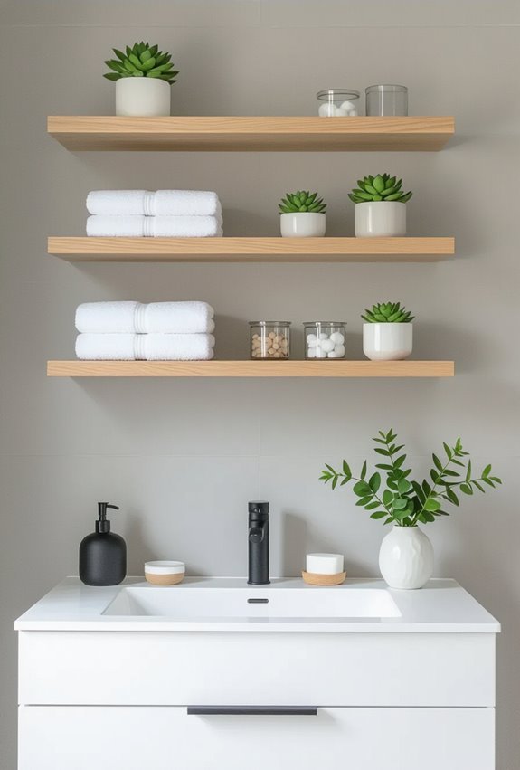 airy minimalist floating shelves