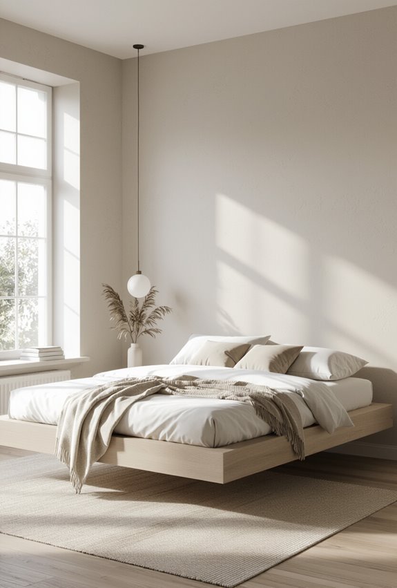 airy modern bed with storage