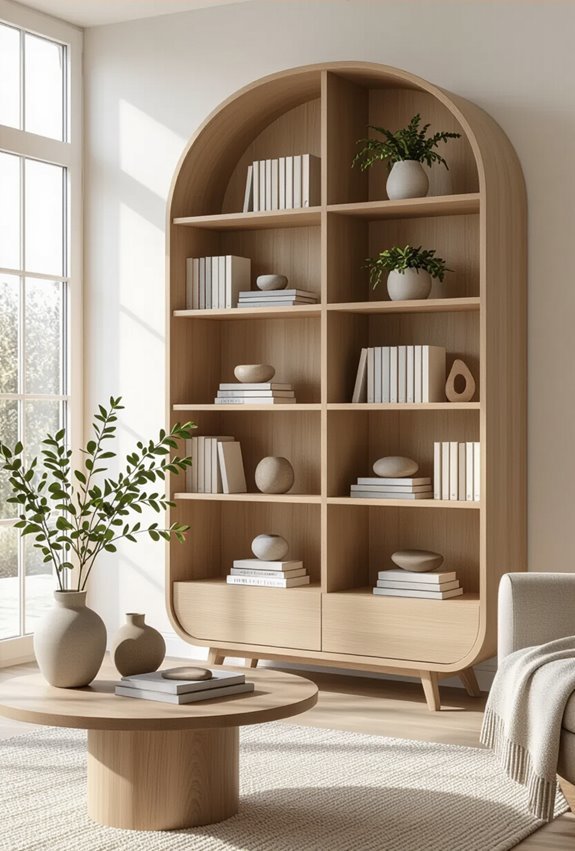 airy open back bookshelf design