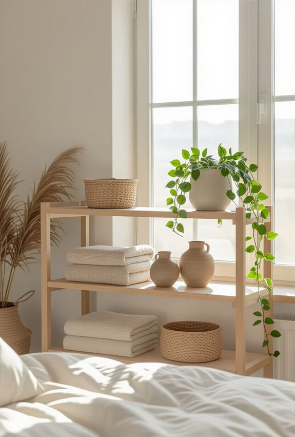 airy open floating shelves