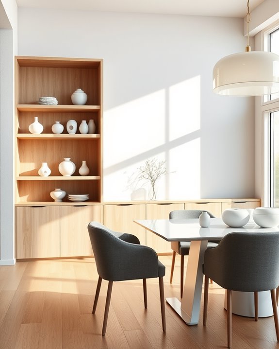 airy open shelving design