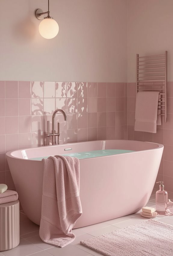 all pink cohesive textured bathroom