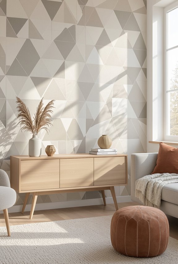 angular monochrome tessellated accent wall